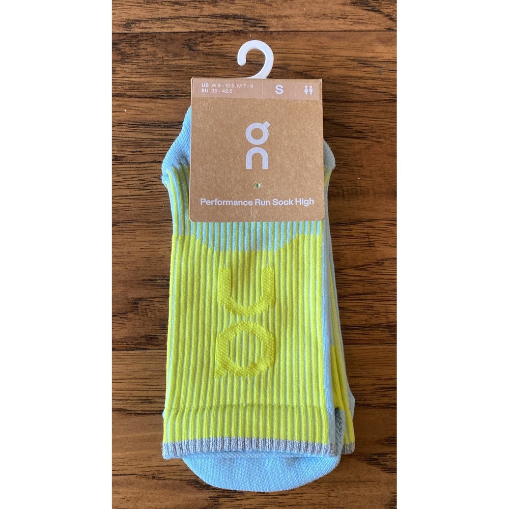 On Adult Performance Run Mid Socks Wash Lime Small  Men's 7-9 Wm 8-10.5 Nwt